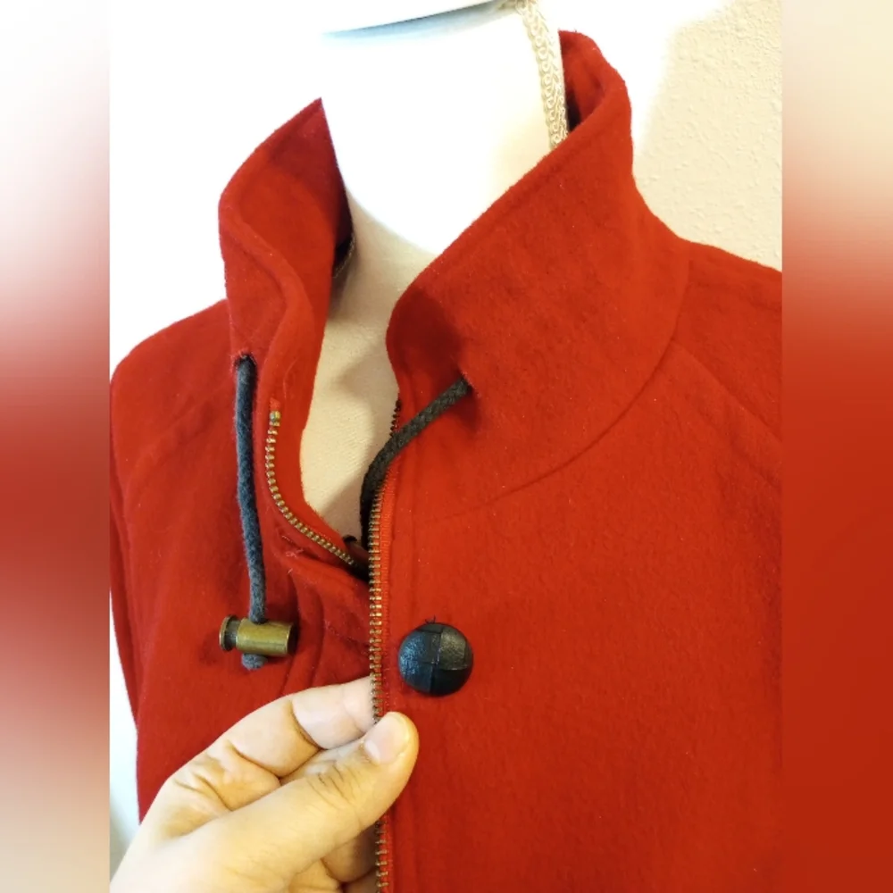 Eddie Bauer Red Wool Coat, Sz L - Picture 8 of 8